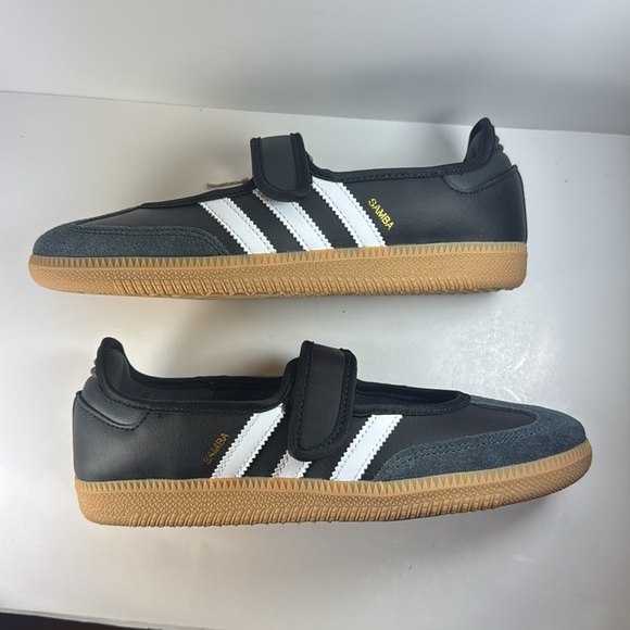 Adidas Samba Black White Velcro Women’s Size 7 Sneakers Mary Jane Shoes - Picture 6 of 12
